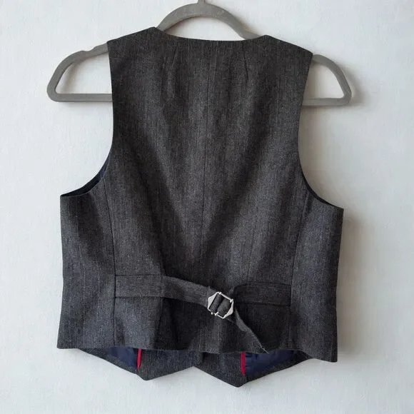NWT J Crew Collection Cropped Vest in Italian Pinstripe Wool Blend Women's Sz 4